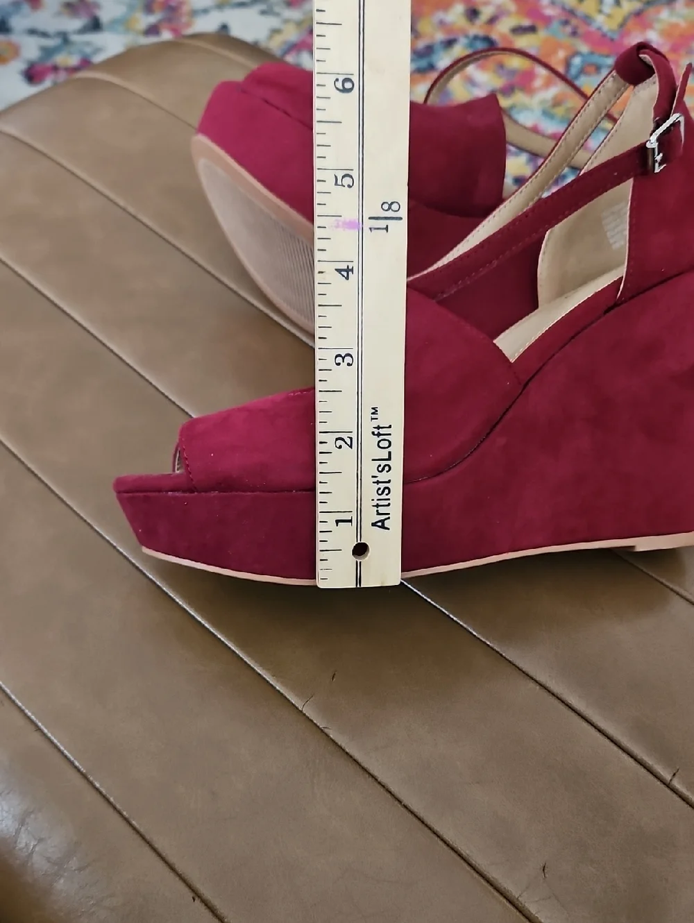 Torrid Burgundy Suede Wedge Sandals Size 9WW - Picture 9 of 9